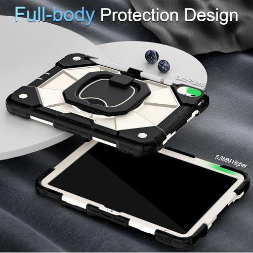 Image of Auizotl Case for iPad (A16) 11th Generation 11 Inch (2025) iPad 10th Generation 10.9 Inch (2022),Shockproof i Pad Case 11.0 /10.9 Inch with 360 Rotatable Folding Handle Stand,Black Beige