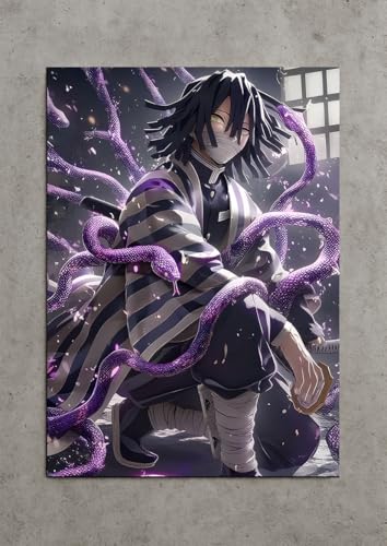 Image of NIJUKA Anime Printed A4 Size Metal sheet Poster For Home And Room Decoration | For Anime Art Fans Boys And Girls (Fan look Obanai Iguro)