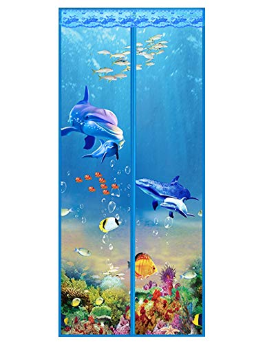 Preisvergleich Produktbild Fliegengitter Tür ZXMEI Insektensicherer Vorhang Vorhänge Mit Hochdichtem Fliegengitter Schließen Automatisch Bis Zu Einer Größe Von 100 X 220cm (blau)