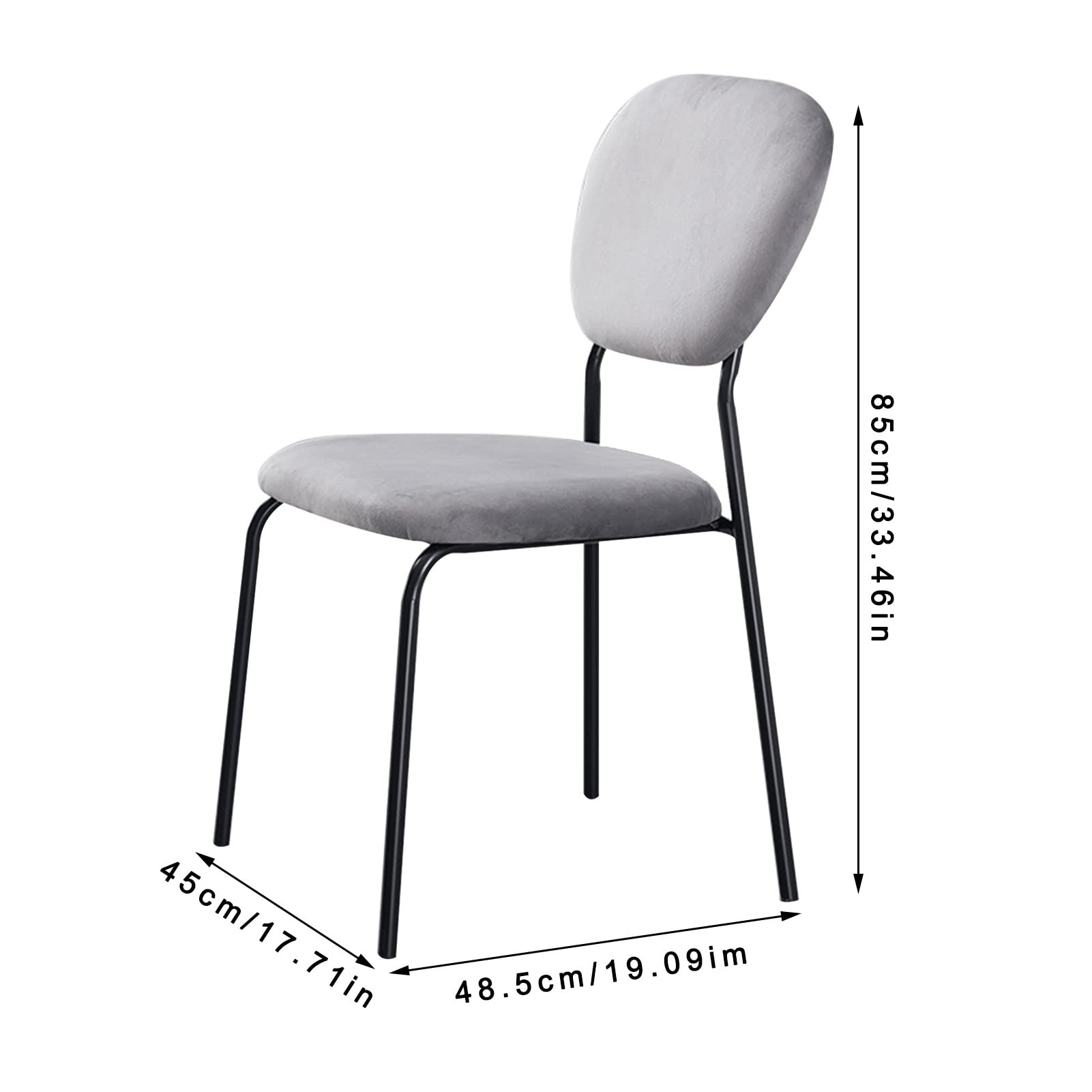 SJIALEN Modern Dining Chairs Set of 6, Home Backrest Leisure Chair Velvet Bedroom Chairs Kitchen Dining Room Side Chair Stackable Kitchen Chair (Color : Black, Size : 45x48.5x85cm)