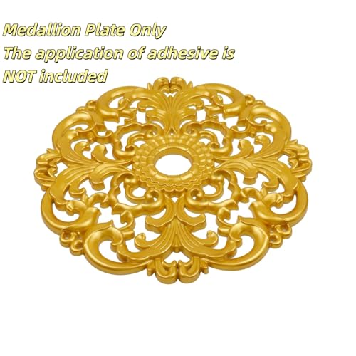 Image of Ceiling Medallions 2Pcs, 12 x 1.57 Inches, Gold ABS | Whole Circle, Fits 1.57 Inch Canopy, European Vintage Carving, Decor For Chandeliers & Ceiling Fans, Made from Plastic