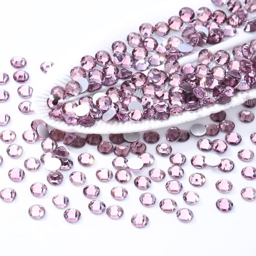 Image of Light Amethyst Flatback Rhinestones, Glass Rhinestones for Nail Art and Craft, Glue Fix, Loose Crystal Gemstones(Lt.Amethyst, SS30, 288pcs, 6.4-6.6mm)