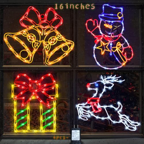Pytopkto Christmas Decorations - 16" Christmas Window Silhouette Lights -