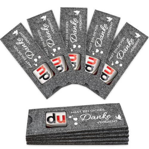 10 Stück Filz-Hüllen für Duplo-Schokolade Du hast ein dickes Danke verdient mit Herzdesign Perfekte Geschenkverpackung für Dankeschön Geburtstagsgeschenke & kleine Aufmerksamkeiten