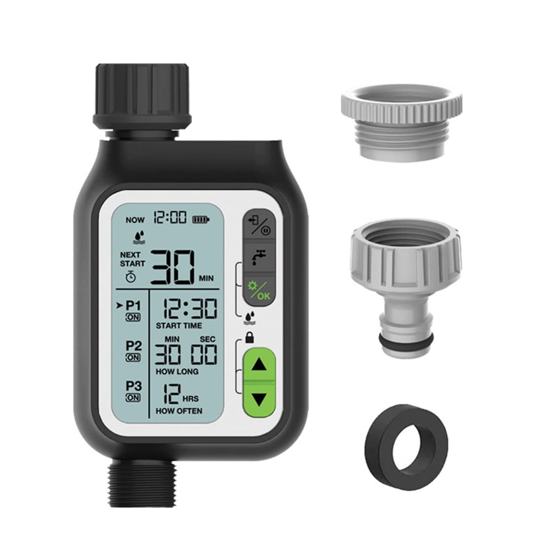 Temporizador de riego automático para jardín con sensor de lluvia, 3 programas separados, sistema de riego controlador de riego