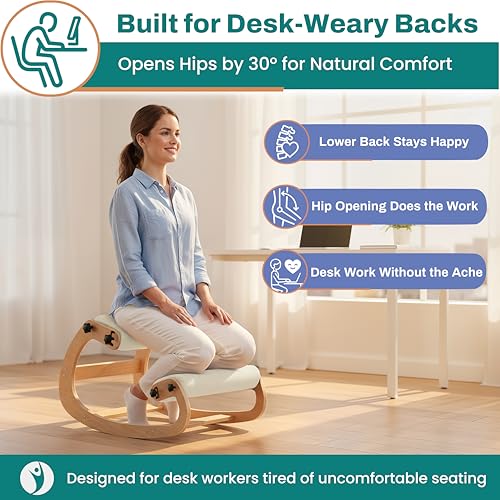 Image of NYPOT Ergonomic Kneeling Chair with Adjustable Seats - Knee Chair for Posture Correction & Kneel Rocking Stool for Desk - Back Pain Relief for Home and Office, Supports 250 pounds - 5 Years Warranty