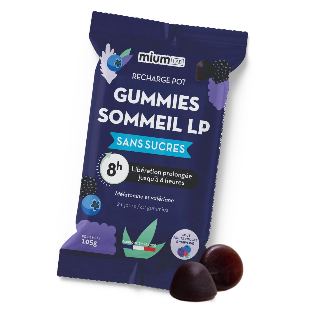 Mium Lab Sommeil breveté 8h Éco-recharge 42 gummies Sans Sucres Fabriqué en France  
Mium Lab Sommeil breveté 8h Anti-ré