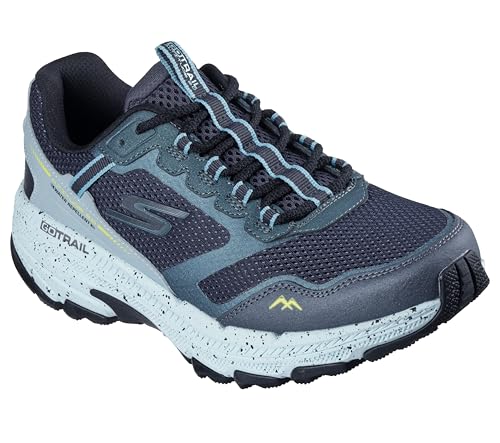 Skechers GO Run Trail Altitude 2.0 Ravine para Mujer, Cuero Azul Marino con Ribete Aguamarina, 41 EU