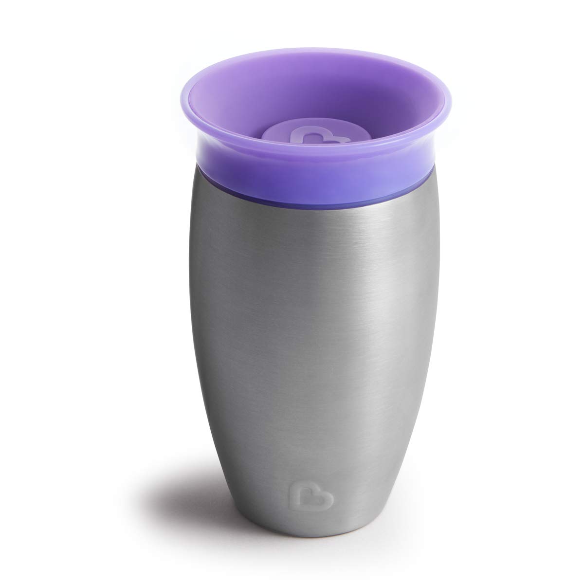 Munchkin Miracle 360ᵒ Trinkbecher, auslaufsicher & Miracle 360°- Edelstahl-Trinkbecher für Babys und Kleinkinder, BPA-frei, auslaufsicher, spülmaschinenfest, für Kinder ab 12 Monaten, lila - 296 ml