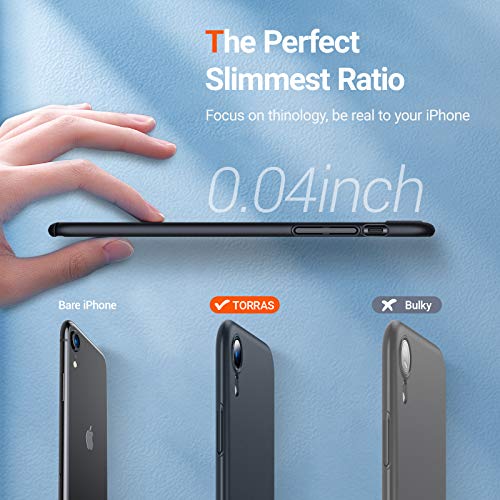 Torras Slim Fit Compatible For Iphone Xr Case, Ultra-Thin [Velvety Touch] Sturdy Hard Plastic Full Protective Lightweight Cover With Secure Grip 6.1 Inch, Space Black #TOP1