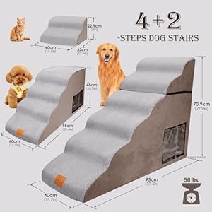 Almcmy-28-Dog-Stairs-for-High-Bed-6-Tier-Soft-Foam-Dog-Steps-for-Small-Dogs-Foldable-Pet-Steps-Portable-Dog-Ramps-Non-Slip-Dog-Stairs-for-Older-Cats-Injured-Pets-Send-1-Lint-Roller - Cucciolini Doodles   Almcmy-28-Dog-Stairs-for-High-Bed-6-Tier-Soft-Foam-Dog-Steps-for-Small-Dogs-Foldable-Pet-Steps-Portable-Dog-Ramps-Non-Slip-Dog-Stairs-for-Older-Cats-Injured-Pets-Send-1-Lint-Roller
