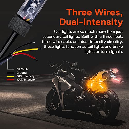 Image of True Mods 2pc 5 inch Amber LED Motorcycle Running & Turn Signal Tail Light Strip Kit [Waterproof] [Single Row] [50% DRL] [100% Blinker] Self Adhesive Surface Mount Flexible Front Fork Lamp for ATV Bike