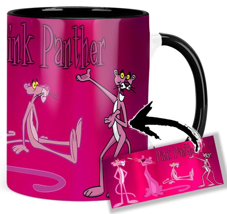 MasTazas The Pink Taza Panther Taza Ceramica Interior y Asa Negra