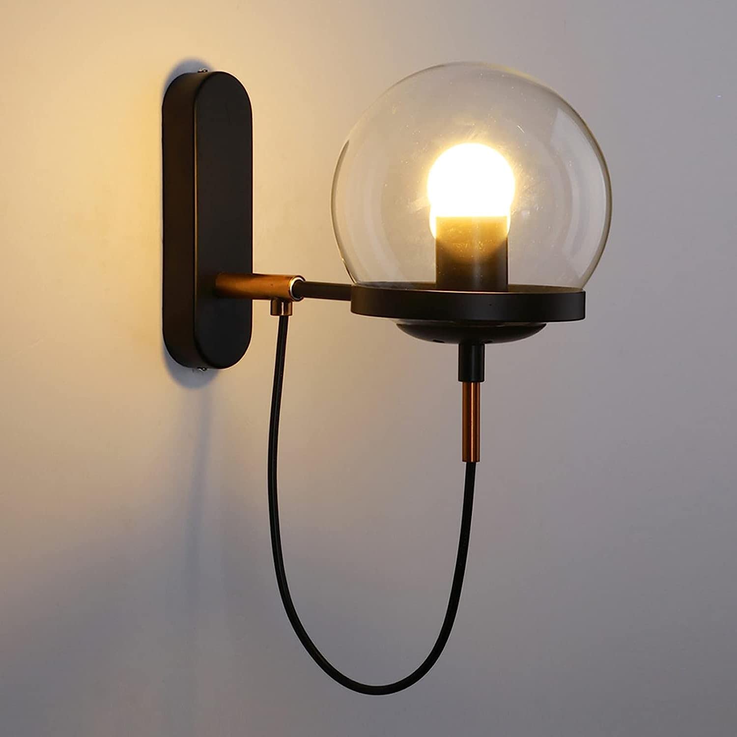 KOHKA Wall Light Sconces Industrial Loft LED Circle Decoration Bedroom Wall Lamps E27 110-220V Modern Bath Corridor Fixture (Gold/Black)
