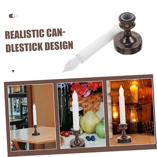Velas de candelabro marrón sin fuego para decorar salones con luz cálida LED portátil 7