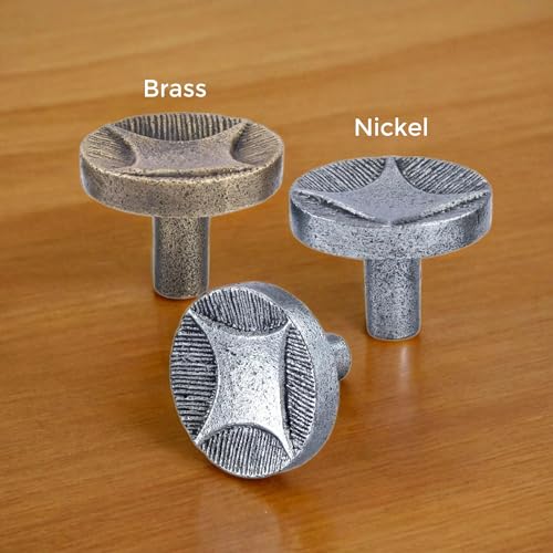 Image of BQI Architectural Antique Brass Door Knobs for Cabinets and Drawers | Pack of 6 | Furniture Hardware Knobs, Modern Dresser Pull Knobs for Kitchen /Bathroom /Hotel /Bedroom, Fancy Nickel Knobs, 40mmx30mm