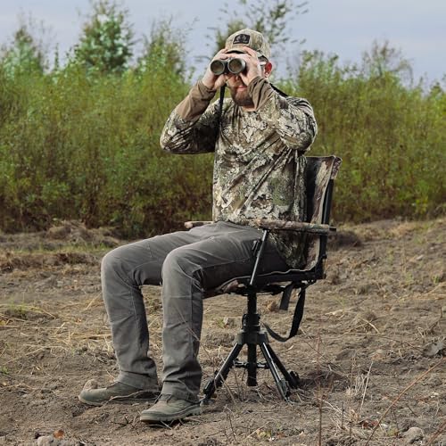 FUNHORUN Hunting Chair with Removable Camo Cover, Swivel Ground Blind Seat by FUNHORUN - Used condition - Image 7
