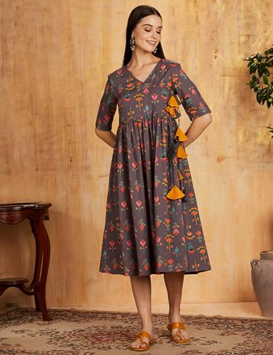 Image of Amazon Brand - Myx Women's Cotton Relaxed Fit A Line Kurta (Available in Plus Sizes)