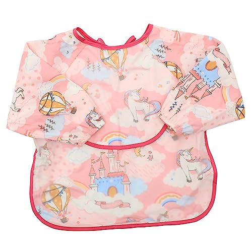 Kisangel babero impermeable baberos para niñas para niñas babero del cuerpo baberos para babero de bebé de manga para baberos con mangas babero para bebé algodón rosa
