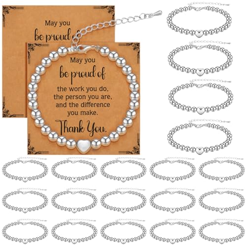 20 Pcs Inspirational Gifts for Women Bracelet Bulk Housekeeping Appreciation Gifts Charm Bracelets Employee Motivational Bracelets for Coworkers Housekeepers