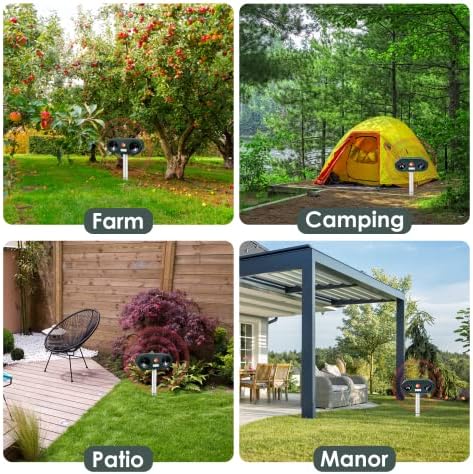 Cat Repellent Garden 2PC, 5 Modes Adjustable, Cat Repellant Ultrasonic for Cat, Bird - Solar USB Powered