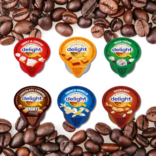 Coffee Creamer Single Serve Variety Pack, (96ct/ 6 Different Flavor) French Vanilla, Irish Cream, Caramel Macchiato, Sweet Cream, Chocolate Caramel, Hazelnut (Box of 96) - Image 4