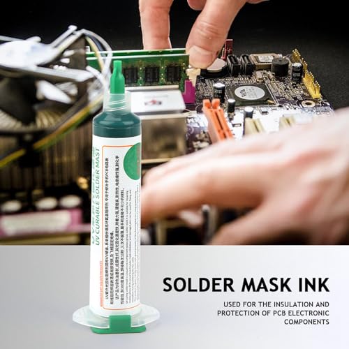 Image of Solder Mask, 2 PCS PCB UV Curing Solder Mask Ink, Green Solder Resist Ink for The PCB Repair of Mobile Phone Computer