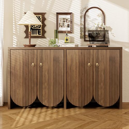 Merax Elegant Wooden Sideboard with 4 Doors โ 147 x 40 x 80 cm, Adjustable Shelves, Aluminum Handles, Versatile Storage Cabinet for Living Room, Dining Room, or Hallway โ image 1
