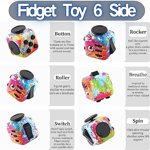 Steemjoey 2Pcs Anti-Stress Würfel Spielzeug, Fidget Toy Cube, Fidget Pad Controller zum Stressaubbau bei Nervösität für ADD, ADHS, Autismus, Teenager, Kinder, Erwachsene (Farbe)