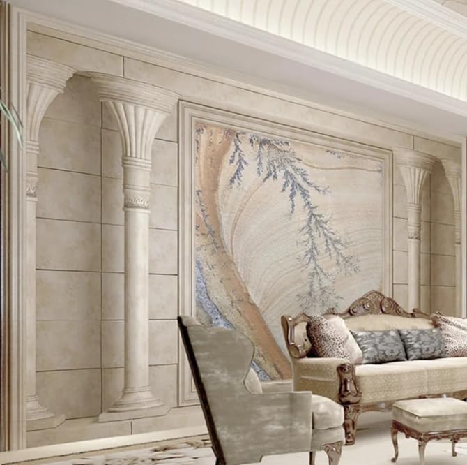 Papier Peint 3D Colonne Romaine Effet Marbre Décoration Murale Haut de Gamme