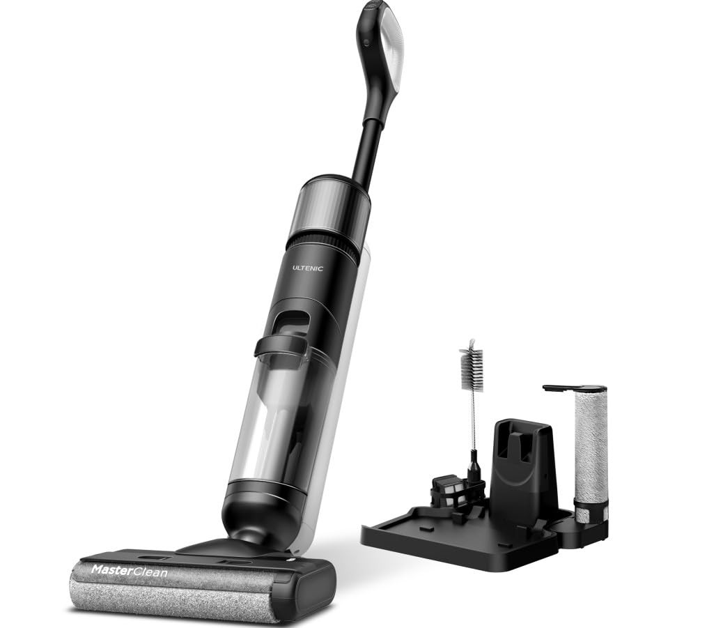 Ultenic AC1 Elite Aspiradora sin Cable Inteligente, Escoba Friegasuelos, Aspiradora en Seco y Húmedo, Tanque Doble, Ligero, Pantalla Digital, Autolimpieza