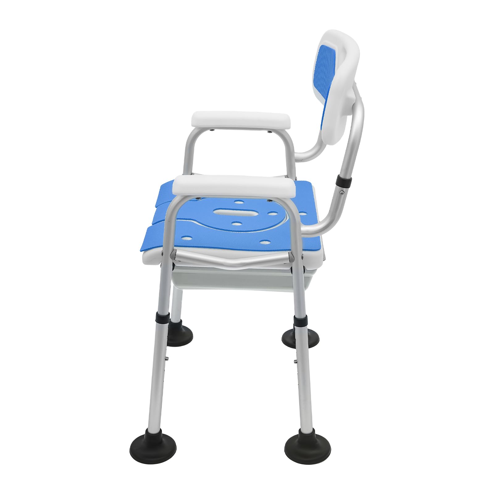 Silla de ducha para personas mayores, taburete de ducha con respaldo, asiento de ducha con 6 niveles de altura ajustable, capacidad de carga de 150 kg, silla de inodoro, ayuda para ducha para personas