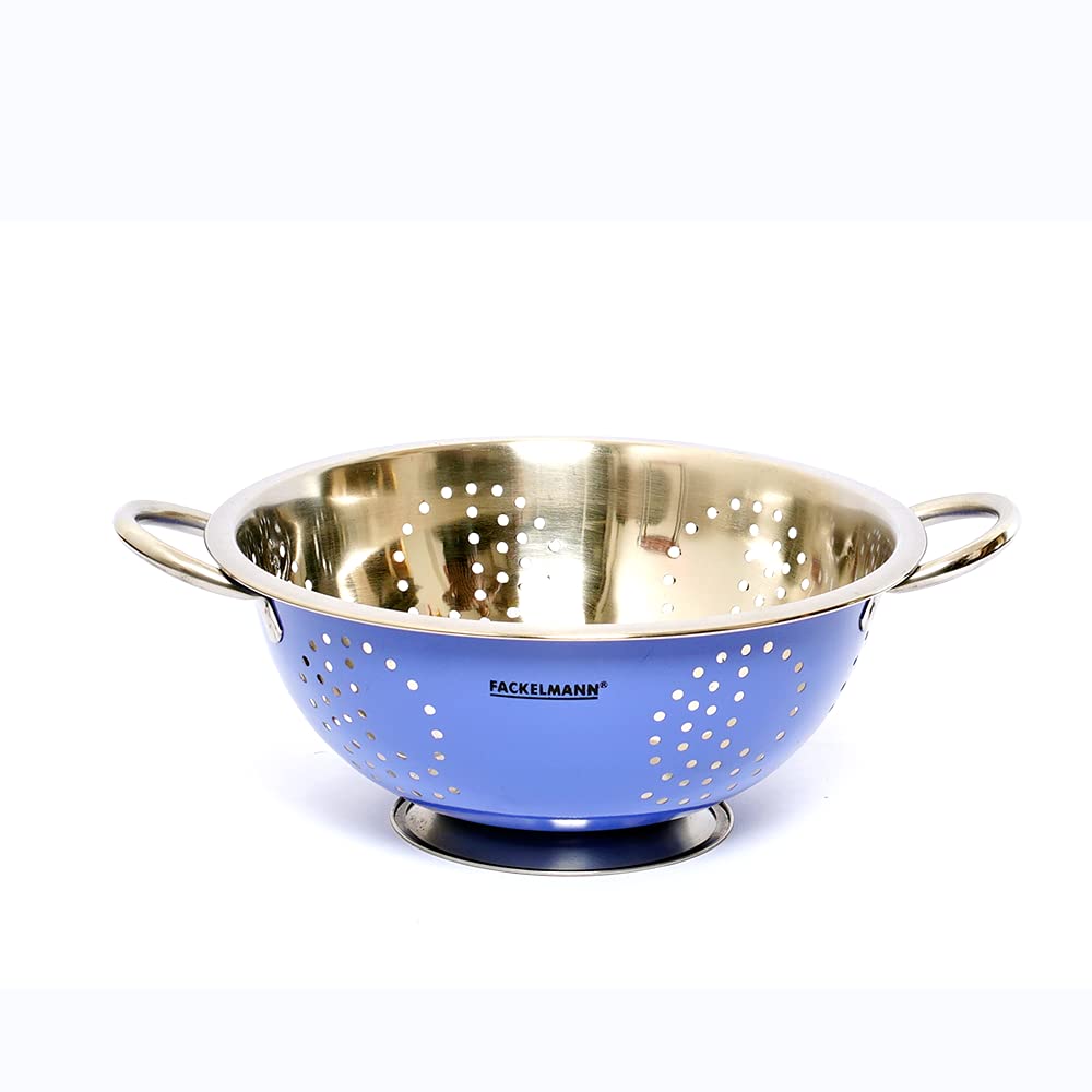 Fackelmann Stainless Steel Colored Deep Colander, 26 Centimeters - Durable Kitchen Accessories Items, Anti-Rust, Corrosion-Resistant for Washing Fruits and Vegetables, Kitchen Sink Strainer