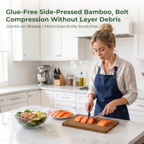 Glue & Formaldehyde-Free，Large Bamboo Cutting Board for Kitchen - image 6