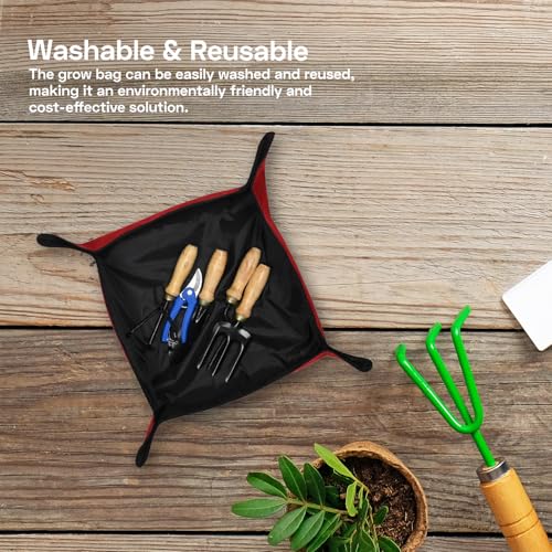 Image of Geo Fabric Gardening Mat Grow Bags 25x25 Inch (Pack of 1) | 400 GSM Heavy Duty UV-Protected Round Maroon Colour Plant Bags for Terrace and Vegetable Gardening | Strong & Reusable|