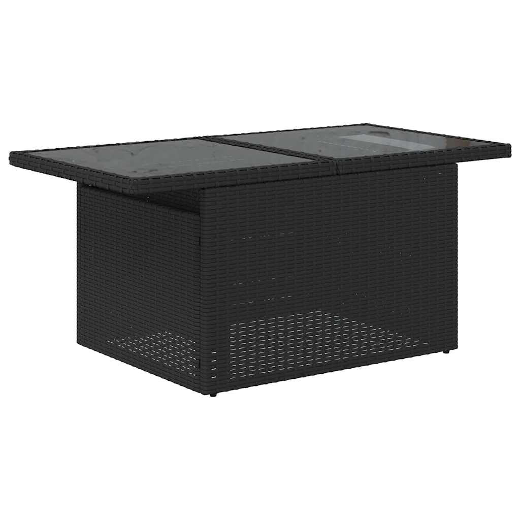 Set Divani da Giardino Modulare con Cuscini Nero Polyrattan per Relax e Pranzo su Terrazza, Balcone, Patio o Veranda, Arredo Esterno Resistente e Versatile