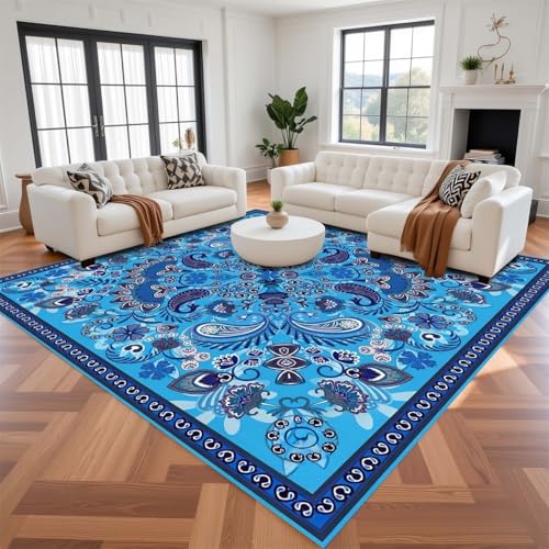 Tapete cuadrado azul vintage 182x182 cm miniatura 2