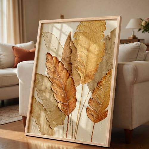 Image of kotart Aesthetic leaf Art Home Decoration | Floral Paintings With Frame For Living Room Bed Room Hotel Wall Decor Digital Reprint (13x17 inch)