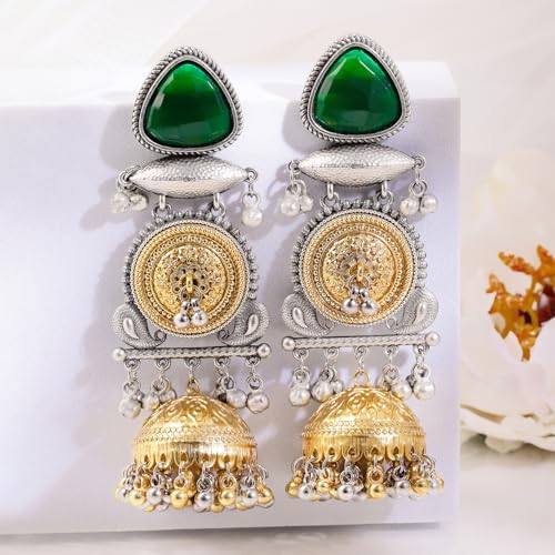 Image of Rubans Oxidised Dangle Earrings Boho Statement Jewellery Gift for Women & Girls