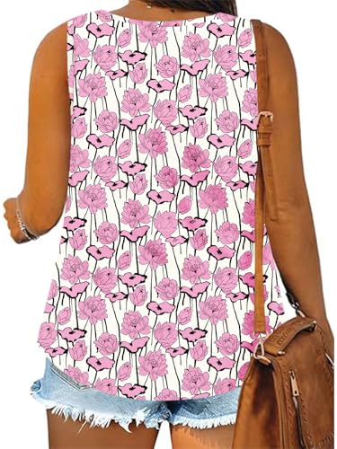 Image of Plus Size Tank Tops for Women Summer Sleeveless Tops Loose Fit Tunic Tanks
