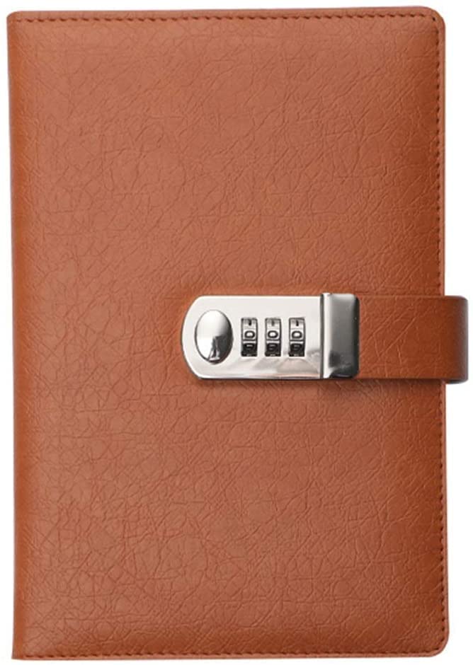 DANNMPX Cuaderno Notebook con Candado De Combinación, Tamaño: 14.721.7cm/5.78.5in. Diario De Candado con Combinación Cuero PU Libreta(B)