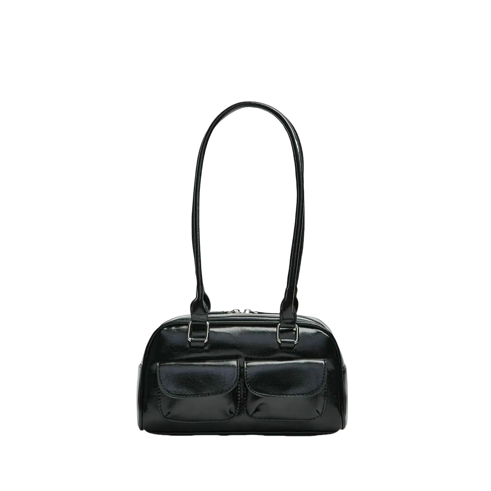 Luyybdbg Women's 2 Handbag Lux Trendy Street Korea Designer Bowling Box For Boston Tote Bag Pu Leather Accessory