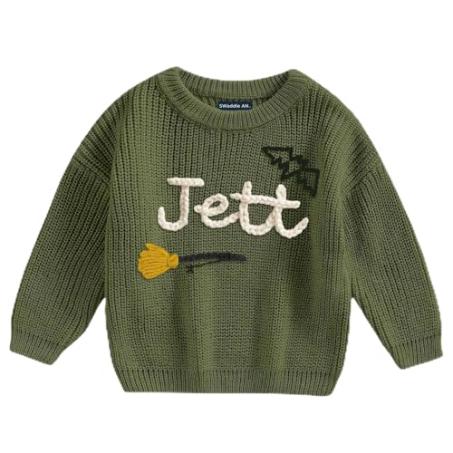 SWaddle AN Personalized Halloween Baby Sweater, Hand-Embroidered Witch Broom and