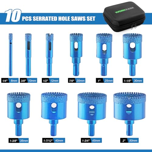 Diamond Hole Saw 10 PCS with EVA Jig
