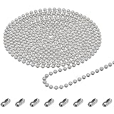 #10 Beaded Ball Chain (4.5mm) – 16.4 Feet Spool & 8pcs Connector Clasps for Roller Shade Chain, Vertical Window Blinds, Dog Tag Chain, DIY Projects, Plumbing and Industrial Equipment Labeling
