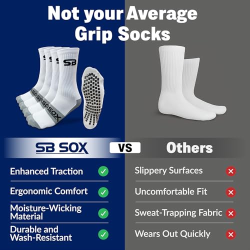 SB SOX Grip Socks for Men (2 Pairs) – Soccer & Football Performance Non-Slip Socks for Cleats, Training, and Gym4