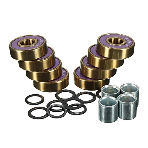 Bearing 8pcs ABEC 9 Scooter NutKugellager Wellenhülse Skateboard Lila Bearings Gold- Rillenkugellager (Color : Gold, Size : One Size)