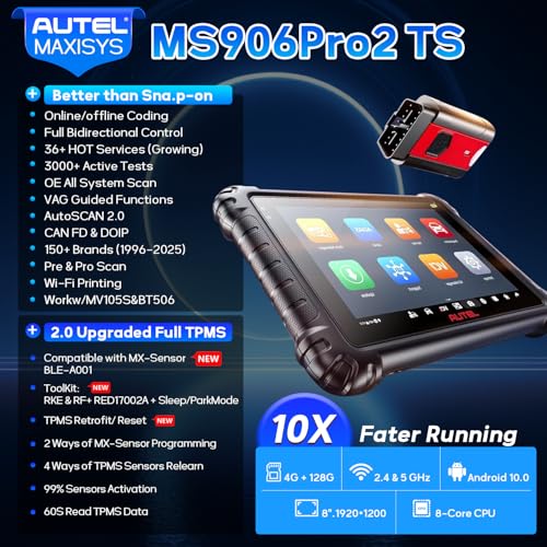 Autel MaxiSYS MS906 PRO2-TS Scanner: 2026 MS906Pro2-TS Up of MS906Pro-TS MK900TS MP900BT Kit MS908S MS906 PRO,Top TPMS Function& ECU Coding, Bidirectional Tool, 36+ Service, Auto Scan2.0, CAN FD&DoIP - Image 3