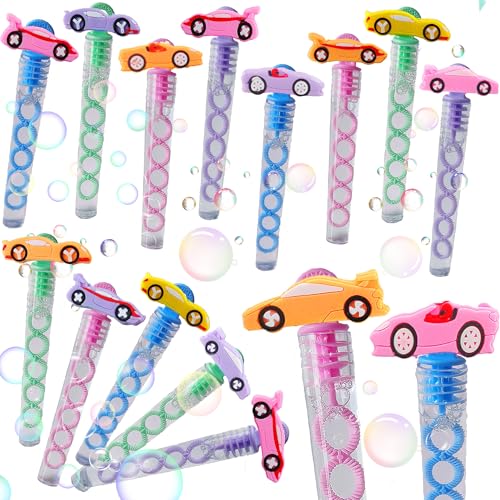 24 Pcs Mini Bubble Race car Wands Birthday Party Supply Favors, Summer School Classroom Students Carnival Prizes
