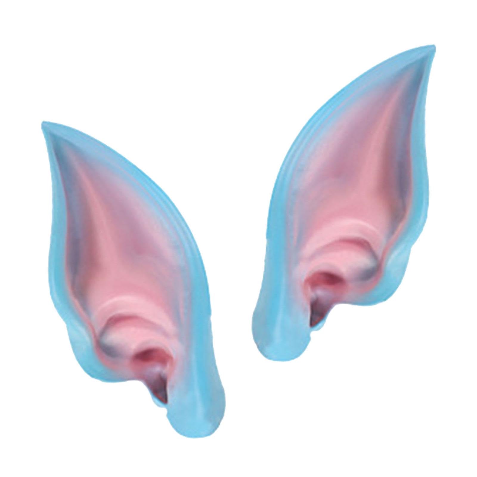 Yiju Latex Elf Ear Elven Ears Masquerade Carnival Cosplay Accessories Halloween Live Broadcast Props Dress up Costume Fake Ear Elven Vampire Ears, Blue